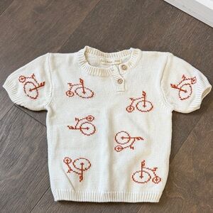 Chic Fin & Vince Cream Sweater with Orange Bicycle Motif